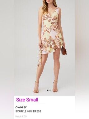 Ownley Floral Asymmetrical Ruffle Mini Dress - Yellow/Pink Floral